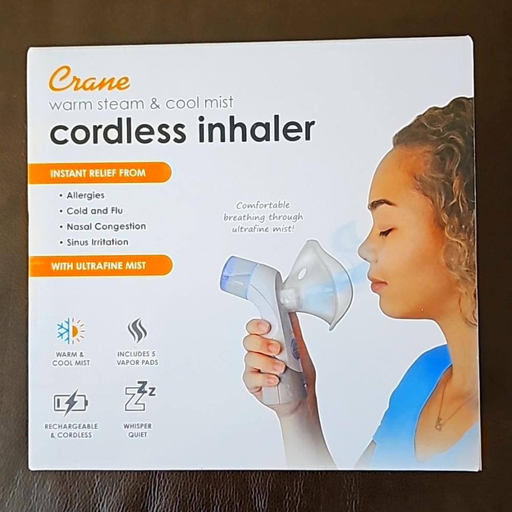 Crane, Cordless Steam Inhaler – Warm Steam & Cool Mist Functions, with Vapor Pad